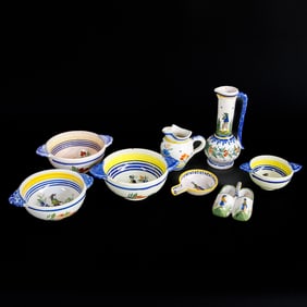 Group of Quimper France Faience Items, Eight Total Pieces