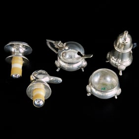 Assorted Silver Table Top Items, Five Total Pieces