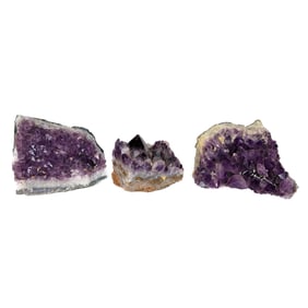 Uruguayan Amethyst Geode Clusters, Three Total