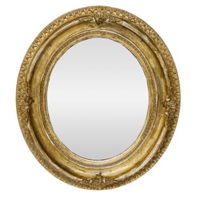 Antique Louis XV Style Gold Leaf Oval Wall Mirror