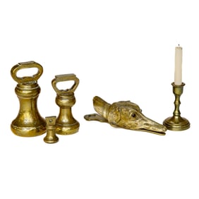 Collection of Vintage Brass Decorative Items, Five Total