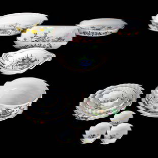 Collection of English Spode China Stafford Flower Pattern Porcelain, Fourteen Total Pieces: Collection of English Spode China Stafford Flower Pattern Porcelain, Fourteen Total Pieces, Includes One Burtonia Narcissus & Crowea Oval Serving Dish, 2.5" High, 11.5" Wide, 8.25" Deep; Along with On