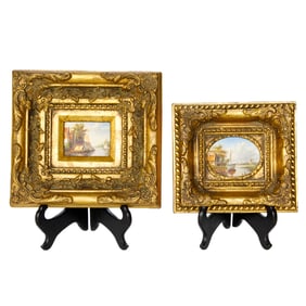 Harbor Scenes, Oil on Artist Board, Companion Pair