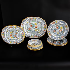 Vintage Cauldon English Porcelain Partial Dinner Service, Twelve Pieces Total