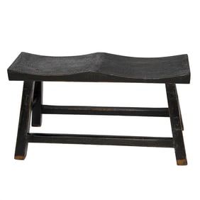 Contemporary Acacia Wood Asian Inspired Shaped Bench