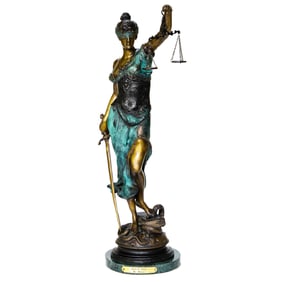 Nicolas Mayer Blind Lady Justice Re Cast Patinated Bronze Sculpture
