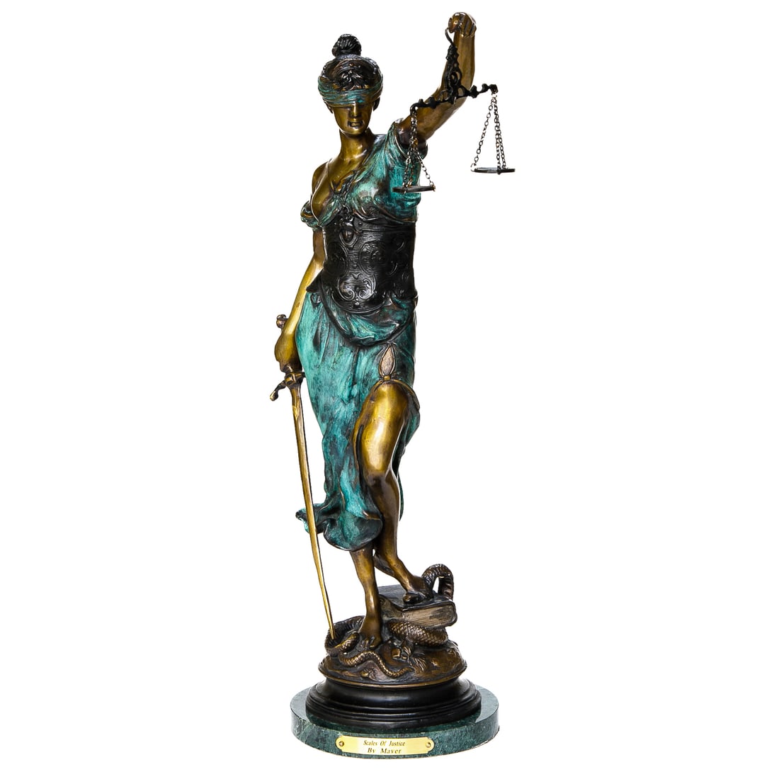 Nicolas Mayer Blind Lady Justice Re Cast Patinated Bronze Sculpture (1 of 8)