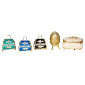 Group of Splendid Music Box Company, New York, Music Boxes, Five Total