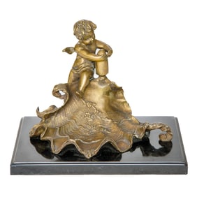 Vintage Brass Putti Sculpture