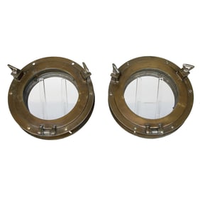 Nautical Brass Ship's Porthole Wall Mount, Pair
