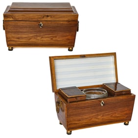 Late 19th C. Sheraton Style Rosewood Tea Caddy