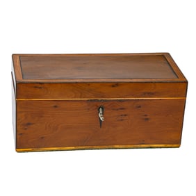 Late 19th C. English Yew Wood Sheraton Style Tea Caddy