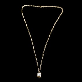 16 Inch 14K Yellow Gold Natural Diamond Solitaire Pendant