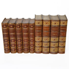 Group of Leather Bound Books, Nine Total