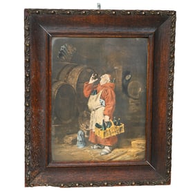 Framed Print, Monk in the Wine Cellar