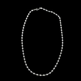 18 Inch 14K White Gold Tiffany & Co Style Natural Diamond Necklace