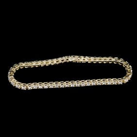 7 Inch 14K Yellow Gold Diamond Line Bracelet
