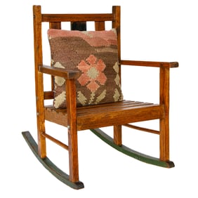 Arts and Craft Style Oak Petite Rocking Chair