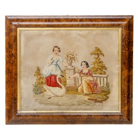 Antique Framed Needlepoint Piece