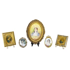 Group of Framed Female Bust Portrait Plaques, Five Total