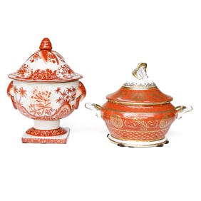 Decorative Porcelain Covered Dishes, Two Total
