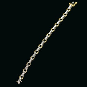 7 Inch 14K Yellow and White Gold Diamond Bracelet