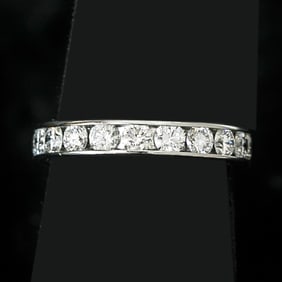 Tiffany & Company Platinum Natural Diamond Channel Set Eternity Ring, Size 6