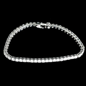 7 Inch 18K White Gold Diamond Line Bracelet