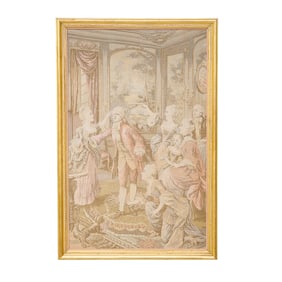 Vintage French Framed Parlor Scene