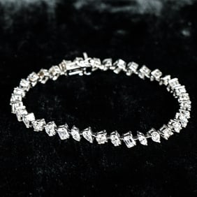 7 Inch 14K White Gold Multi-Shaped Diamond Bracelet