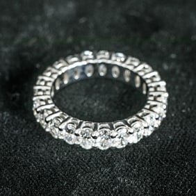 Platinum Oval Diamond Eternity Ring, Size 6.5