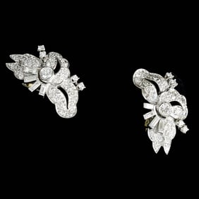 Antique Platinum Diamond Earrings