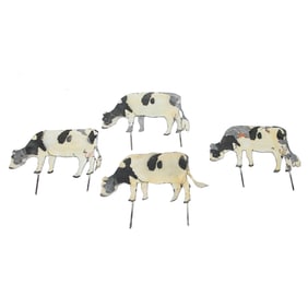Collection of Hand-Painted Cow Form Garden Signs, Four Total