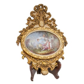 Vintage Framed Oval Hand Painted Wall Plaque