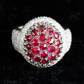 18K White Gold Movawad Ruby and Diamond Ring, Size 6.75