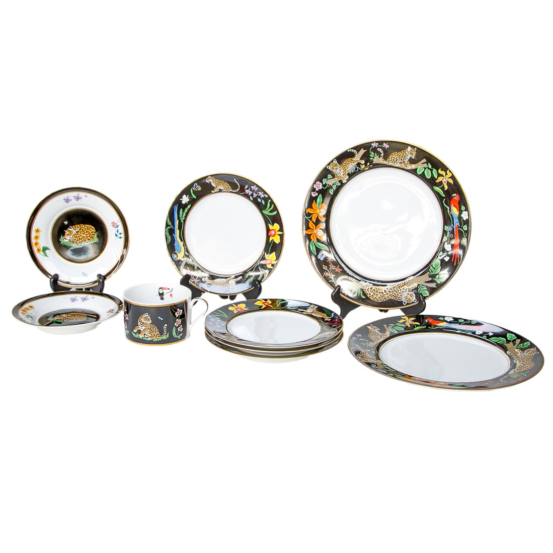 Collection of Lynn Chase Porcelain Jaguar Jungle Pattern, Nine Pieces Total (1 of 8)