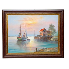 Harbor Scene, Oil on Canvas
