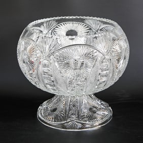 American Cut Glass Punch Bowl on Pedestal Base