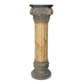 Contemporary Column Pedestal Plant Stand with Corinthian Capital Base