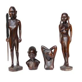Carved Wood African Sculptures, Four Total