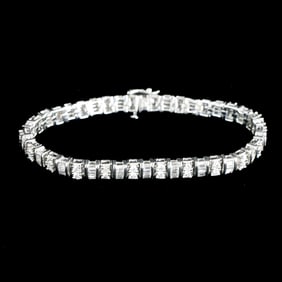 7.5 Inch 14K White Gold Natural Diamond Bracelet
