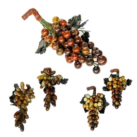 Group of Semi Precious Stone Grape Clusters, Five Total