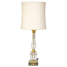 Empire Style Brass and Glass Table Lamp