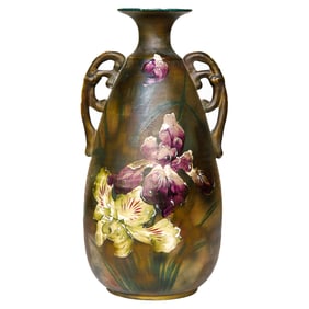 Vintage Matte Glazed Pottery Hand Painted Vase