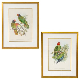 William Matthew Hart (Britain, 1830-1908) Hand Painted Bird Lithographs, Pair
