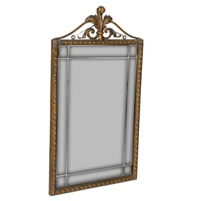 Vintage Burnished Gold French Louis XVI Style Wall Mirror