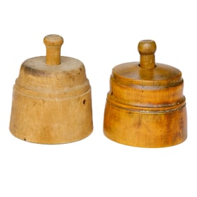 Vintage Wooden Butter Pat Molds, Two Total