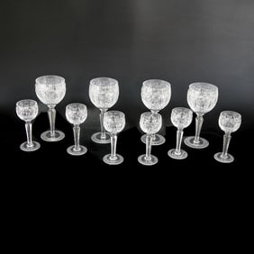 Group of Cut Glass Stemware, Ten Pieces Total