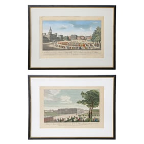 Hand Colored London Scene Lithographs, Pair