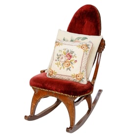 Small Vintage Victorian Walnut Rocking Chair